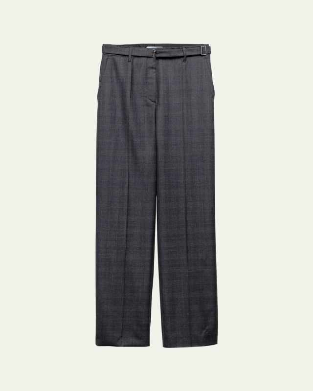 Fantasia 130S Plaid Straight Leg Wool Pants